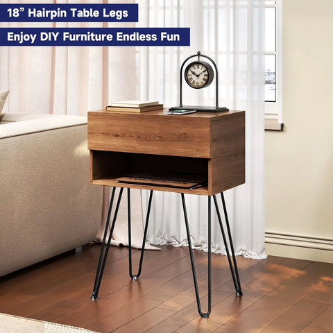 Hairpin Table Legs 18 Inch Set Of 4 Solid Steel Heavy Duty Black For DIY Coffee Tables Desks Benches And Nightstands Up To 500 Lbs