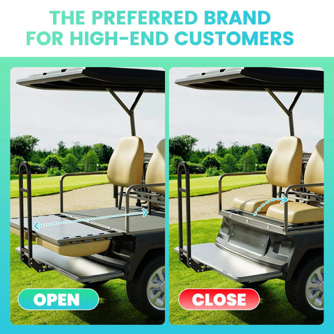 Universal Golf Cart Rear Seat Grab Bar And Safety Rail Handle For EZGO Club Car Yamaha TXT DS in open and closed positions