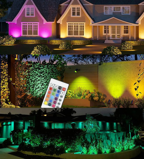 RGB Landscape Lighting Kit 8 Pack 5W Low Voltage 12V Outdoor LED Spotlight With Remote Control lighting garden and house facade
