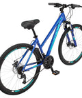 Blue GTX 2 Hybrid Bike For Men And Women With 700C Wheels 21 Speed Gearing Aluminum Dual Sport Frame Suspension Fork Mechanical Disc Brakes