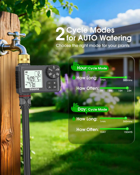 Water Timer For Garden Hose With Brass Inlet And One Outlet Sprinkler Timer Auto Manual Rain Delay Mode Large LCD Display
