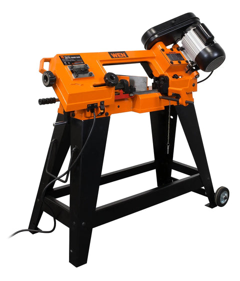 Heavy Duty Metal Band Saw With Stand For Home Shop, Auto Shutoff, Vertical Or Horizontal Use, Built Tough Blade Speeds 80 120 200 FPM, Mitering Vise 0-45 Degrees, Durable Black Finish