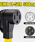 NEMA 14-50R 50Amp female connector on Straight Up Solid Nema L6 30P To 14 50R Ev Charger Adapter Cord, detailed view.