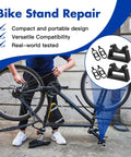 Heavy Duty Portable Bike Repair Stand With Wide Clamp For 29mm To 34mm Handlebars Quick Release Support in use outdoors