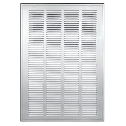 Front view of Steel Return Air Grille With Removable Door For 1-Inch Filters White HVAC Vent Cover Fits 20x25 Wall Duct Opening