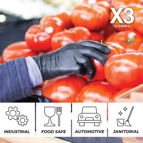 Black Nitrile Disposable Gloves 3 Mil Powder Free Large For Cooking And Food Prep Latex Free Case Of 1000 handling tomatoes