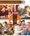 Collage of people celebrating with gifts, showcasing a Heavy Duty 12 Plus 5 Inch Contour Gauge With Locking Pins Tracks Weird Shapes Fast Slick Trace Tool.