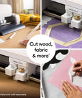 Maker 4 Smart Cutting Machine Engagement Plus Bundle With EasyPress 3 Heat Press cutting various materials including wood and fabric