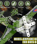 Epic 374 Piece Model Airplane Kit For Kids Aged 8 To 12 DIY STEM Building Set in action showcasing large propeller ready for assembly.