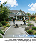 Workers using Three Pack Plastic Concrete Forms For Walkways With Easy Setup, 13 Ft Long By 5 In Wide, PE Flex Molds for garden edges.