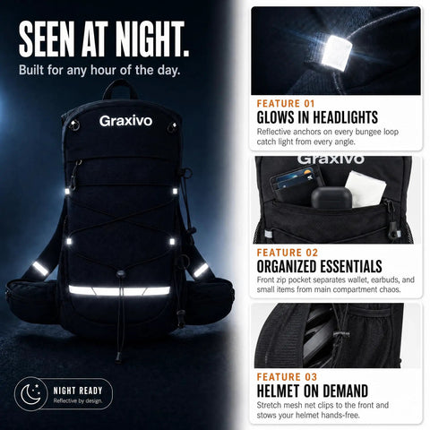 Hydration Backpack With 2L BPA Free Water Bladder Lightweight Daypack featuring reflective elements for night visibility