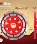Front and side view of Diamond Cup Grinding Wheel 4 1/2 Inch For Angle Grinder Double Row Concrete Masonry Cup Wheel