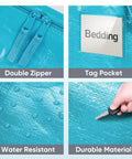 Extra Large Moving Bags With Zippers And Handles Heavy Duty Waterproof Storage Bags showing zippers, tag pocket, and water resistance