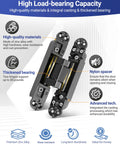 6 Inch Invisible Door Hinges For Doors 3D Adjustable 180 Degree Swing Heavy Duty Concealed Zinc Alloy with Nylon Spacer