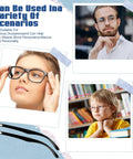 Premium Eyeglasses Repair Kit Including Two Pairs Of Replacement Arms And Legs With Non Slip Silicone Ear Tips Nose Pads Plus Full Hardware Set For No Sweat Fixes That Stay Hella Secure displayed with diverse users wearing stylish glasses.