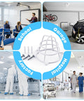 Built Tough Heavy Duty Steel Fire Sprinkler Head Protectors For Your Ceiling Flush Mount Setup With Rubber Wrapped Impact Guard Covers For One Half And Three Quarter Inch Systems visible in classroom, garage, and hospital settings.