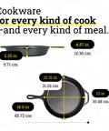 All American Cast Iron Skillet 10.25 Inch Pre Seasoned Frying Pan With Teardrop Handle dimensions diagram