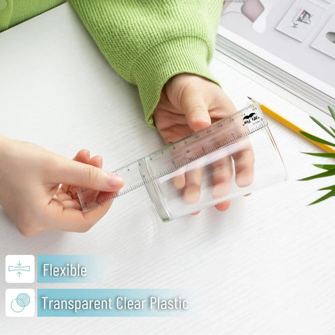 Clear 6 Inch Plastic Rulers 3 Pack With Dual Side Inches And Centimeters Easy To Read Markings Scratch Resistant Durable
