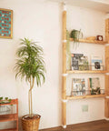 Floor To Ceiling 2 X 4 Mounting Brackets For Heavy Duty Vertical Storage And Diy Wall Shelves featuring wooden shelves with plants and decor.