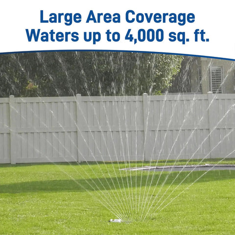 Oscillating Water Sprinkler For Lawn And Garden With Metal Base And Custom Pattern Dial Covers Up To 4000 Square Feet Adjustable Oscillation