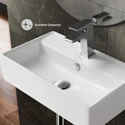 Claire Ceramic Wall Mounted Sink, A Real Space Saver For Small Bathrooms, Built To Last With Non Porous Scratch Resistant Ceramic