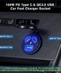 Heavy Duty Road Warrior Plug And Play Car Charger Dual Port Type C USB Socket with fast charging ports on car dashboard.