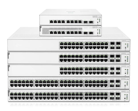 Stack of Instant On 1930 24 Port Gigabit Smart Managed Layer 2 Plus Ethernet Switches with 24 1G Copper Ports and 4X SFP Plus Uplink