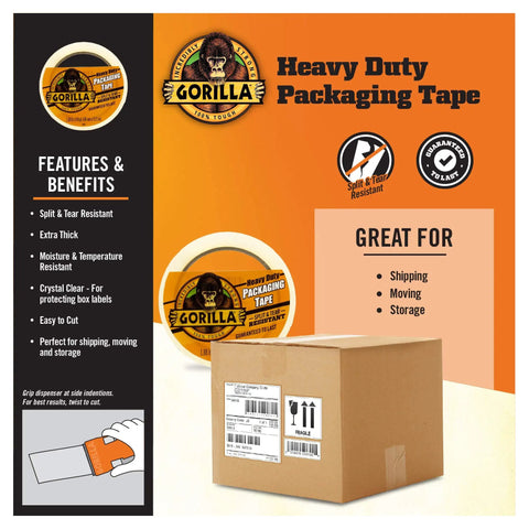 Heavy Duty Packing Tape For Moving And Storage, Ultra Thick 3.4 Mil, Crystal Clear Adhesive Tape, 1.88 In X 40 Yd, Pack Of 6