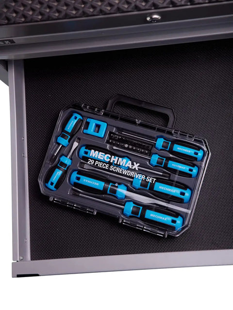 Magnetic Screwdriver Set 29 Piece With Assorted Bits Including Phillips Slotted Star Hex And Square Magnetizer Demagnetizer And Storage Case All In One Home Repair Hand Tool Kit For Quick Fixes And Everyday Projects inside drawer