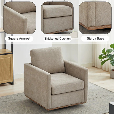 Swivel Accent Chair Set Of 2 For Living Room 360 Degree Square Swivel Barrel Chairs Mid Century Modern Upholstered Armchairs Super Cozy Sofa Chairs For Bedroom And Nursery Taupe Chenille