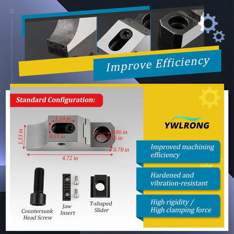 Heavy Duty M8 Side Clamp For Milling Machine CNC Workholding Fixture showing standard configuration measurements and components.