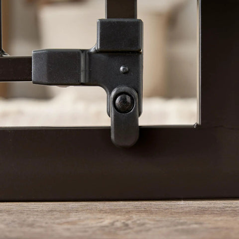 Close-up of latch mechanism on Extra Tall 36 Inch Baby Gate With Door, Pressure Mount For Doorways And Bottom Of Stairs, Keeps Babies