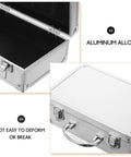 Hella Sturdy Aluminum Tool Case With Slick Carry Handle For General Hand Tools And Small Hardware Parts Sorting Organizer open showing black interior.