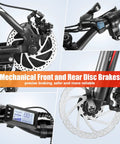 26 Inch Electric Mountain Bike for Adults With Peak 749W Motor showing disc brakes and LCD display