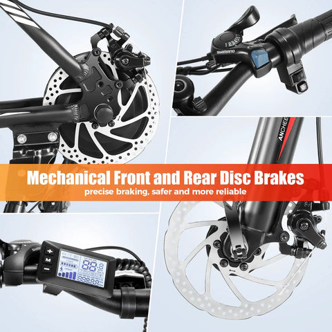 26 Inch Electric Mountain Bike for Adults With Peak 749W Motor showing disc brakes and LCD display