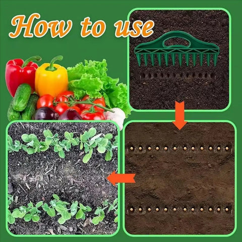 Instructions for using 12 Hole Digger Seed Spreader 7 Piece Seed Sowing Dispenser Set Tiny Handheld Seed Planter