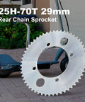 Rear Chain Sprocket 25H 55 Tooth Replacement For Razor E300 Electric Scooter with scooter in background