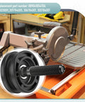 Heavy Duty Table Roller Kit For Ridgid And Ryobi 7 Inch Tile Saw showing durable roller and saw setup in workshop.