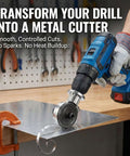 Turn Your Drill Into A Metal Cutting Beast With This Drill Nibbler Attachment cutting sheet metal on workbench