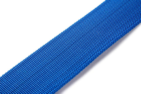 Close-up of blue Kos Nylon Weight Belt For Freediving And Scuba, Durable Woven Belt with textured surface, 5 cm wide.