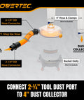 Low Profile Cyclone Dust Separator Kit for Shop Vac and Dust Collectors setup showing hose connections and fittings
