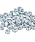 Workhorse Self Clinching Rivet Nuts One Quarter Twenty By Point Two Two Inch Carbon Steel With Durable Zinc Plating Round Head Sheet Metal Fastener Fifty Piece Kit spread out on a white background.