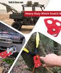 8000 Lb Winch Snatch Block Pulley For Off Road Vehicles Beefy Heavy Duty Steel Recovery Pulley 54 mm Wheel Fits 316 To 14 Inch Winch Cable Red ATV UTV Truck used for off-road recovery