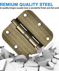 Antique Brass Door Hinges 3.5 Inch Heavy Duty Interior 12 Pack Round Corner 5/8 Radius Swing 270 Degree For Bifold Doors Cabinets