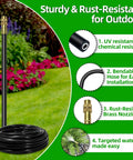 Efficient Drip Irrigation Kit With 40 Ft Tubing And 13 Adjustable 360 Degree Copper Nozzles For Easy Install No Fuss Auto Atomizing Plant Watering In The Garden Yard Lawn Greenhouse And Potted, tubing and nozzle details shown.