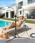 Standing Patio Misting System With Adjustable Height Up To 5.25 Feet, 26.2 Ft Water Line, Portable Outdoor Mister by poolside