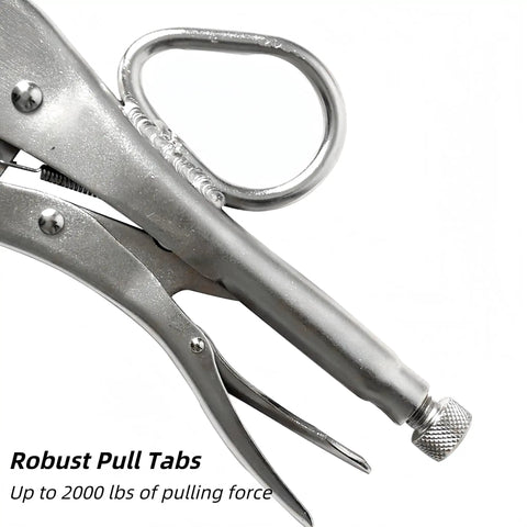 Side view of Heavy Duty Locking Pliers For Sheet Metal And Welding Duckbill Style With Large Pull Tabs High Carbon Steel Construction Adjustable Pressure