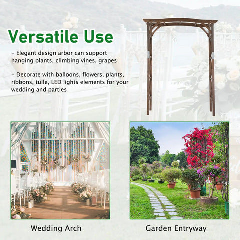Sturdy 6.6Ft Wooden Garden Arbor Wedding Arch Backdrop Stand for Ceremony with decorative uses in garden and weddings