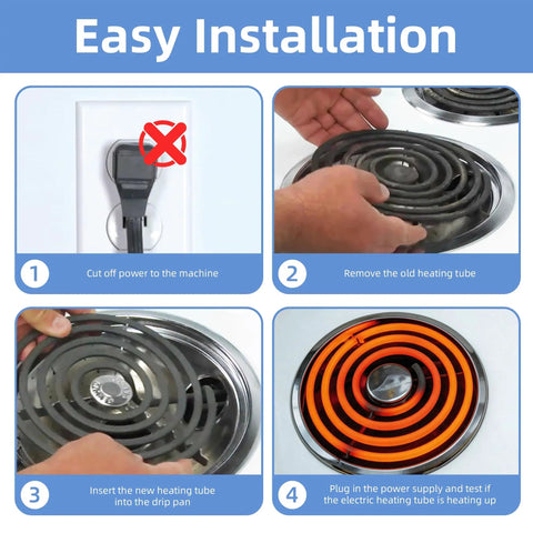 Installation steps for 8 Inch Electric Range Burner Coil Replacement For GE Hotpoint Stove And Oven, 2600W 240V Surface Heating Element