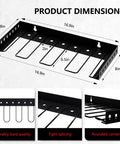 Diagram of Power Tool Organizer Wall Mount Two Tier Storage Rack, dimensions 16.9x8x1.4 inches, with metal construction details.